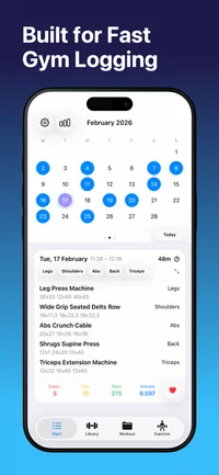 Gym Gym workout logging screen